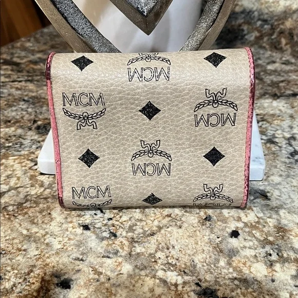 MCM Tri-Color Wallet in Pink, Cream, and Tan - Picture 6 of 12